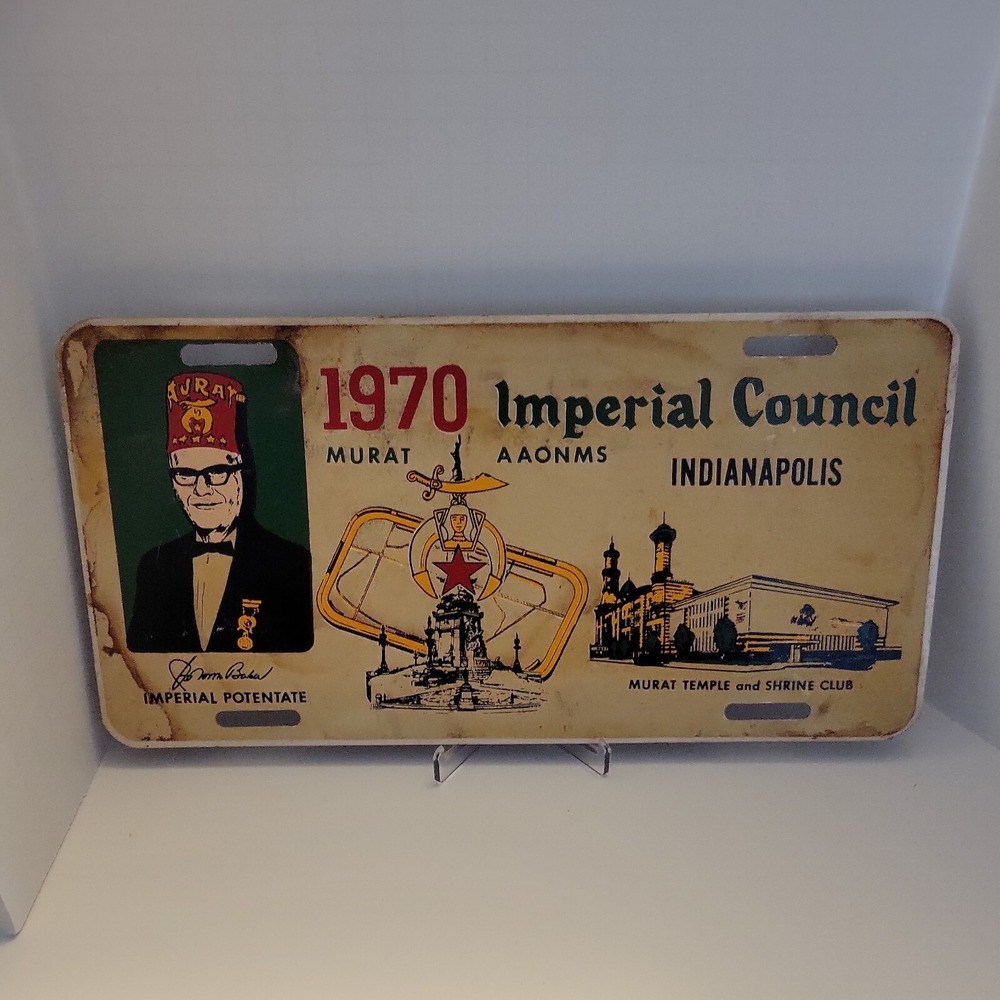 1970 Shrine Imperial Council License Plate Potentate Indianapolis Murat Temple